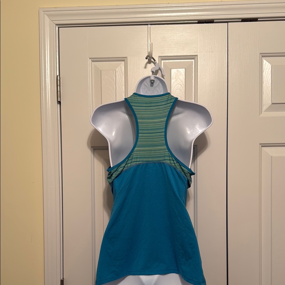 Blue Racerback Tank Top with Moisture-Wicking Fabric
